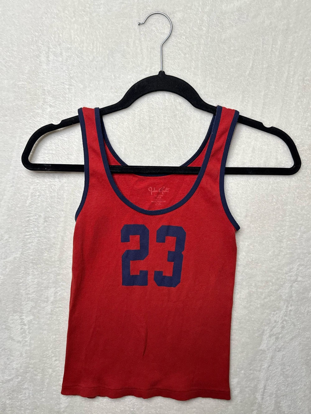 John Galt by Brandy Melville Red Ribbed “23” Graphic Scoop Neck Tank Top Onesize